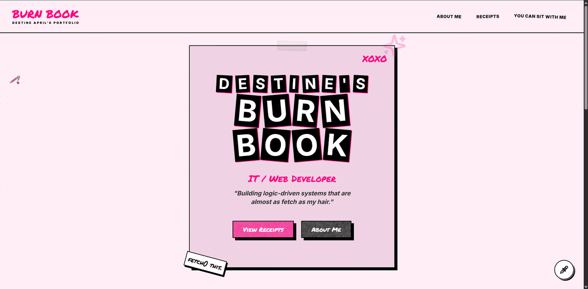 Burn Book — Mean Girls Themed Portfolio screenshot 1
