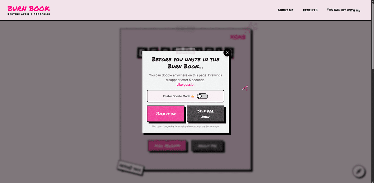 Burn Book — Mean Girls Themed Portfolio screenshot 3