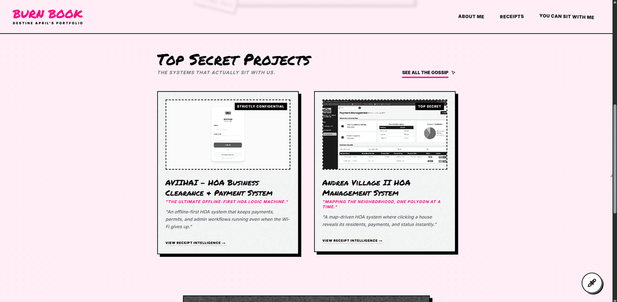 Burn Book — Mean Girls Themed Portfolio screenshot 4