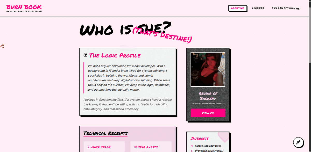 Burn Book — Mean Girls Themed Portfolio screenshot 6