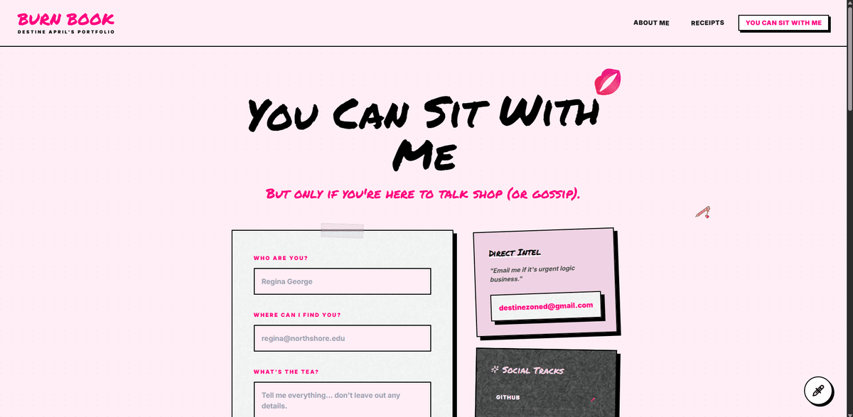 Burn Book — Mean Girls Themed Portfolio screenshot 9