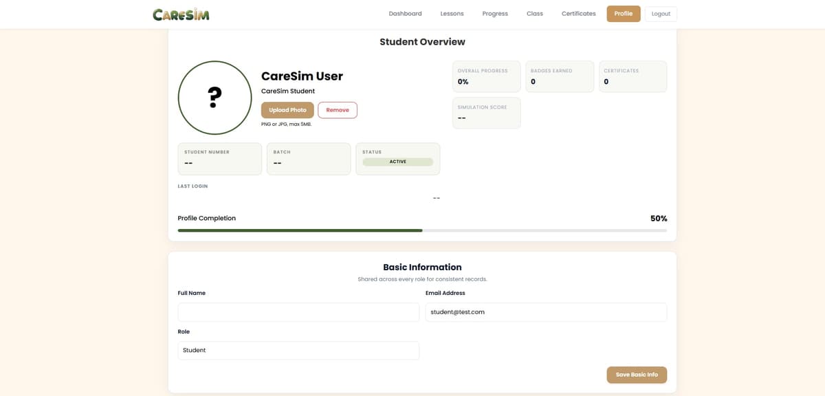 CARESIM – Web-based Learning Management System for Caregiving Education screenshot 3
