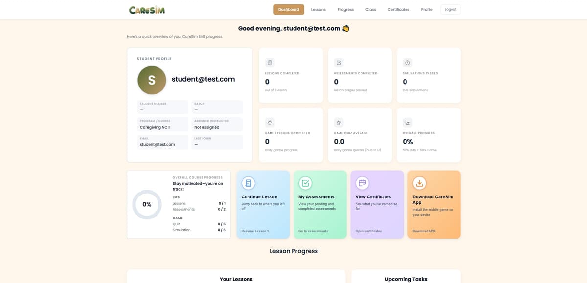 CARESIM – Web-based Learning Management System for Caregiving Education screenshot 4