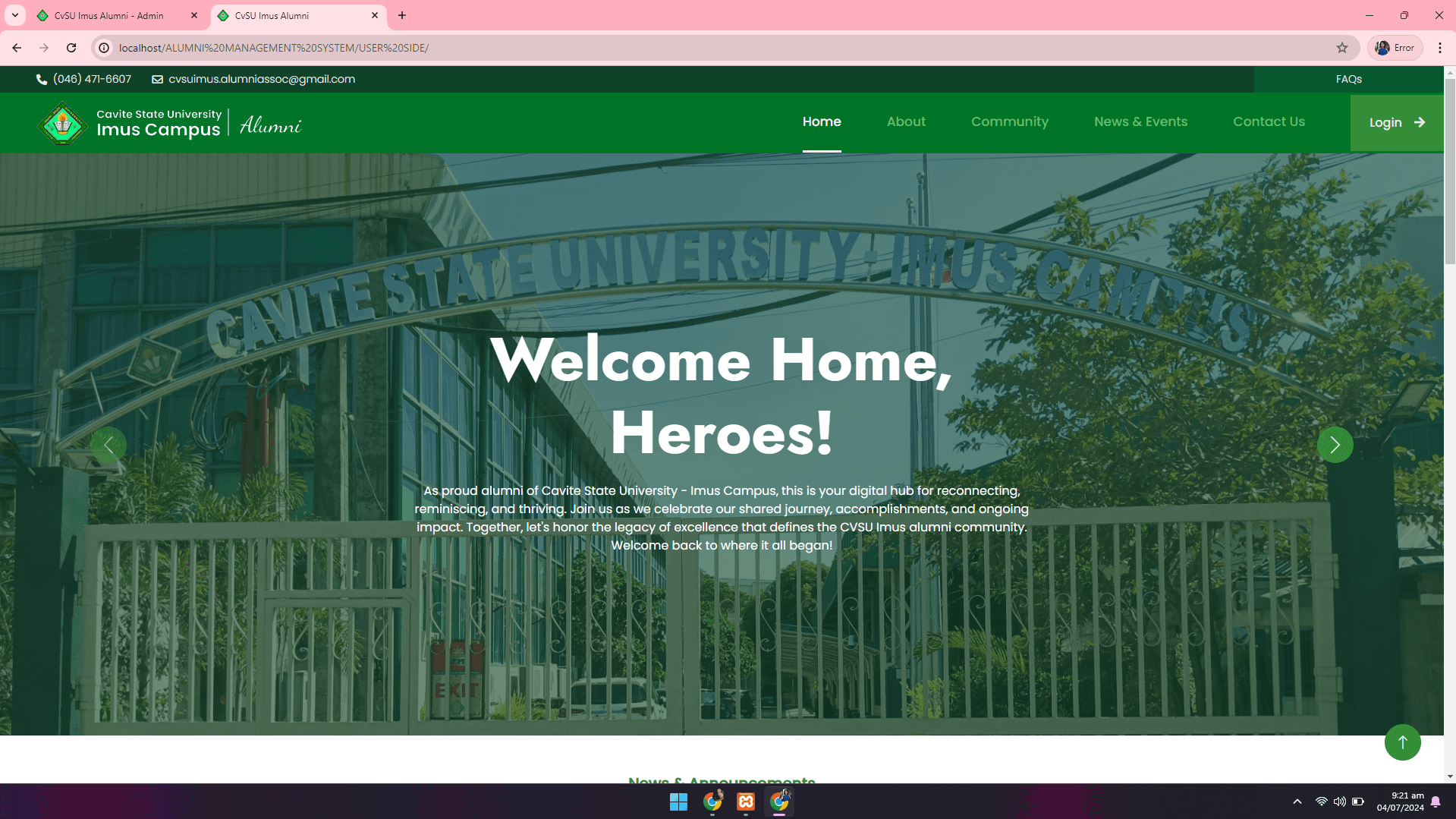 CvSU Imus Alumni Management System - image 1