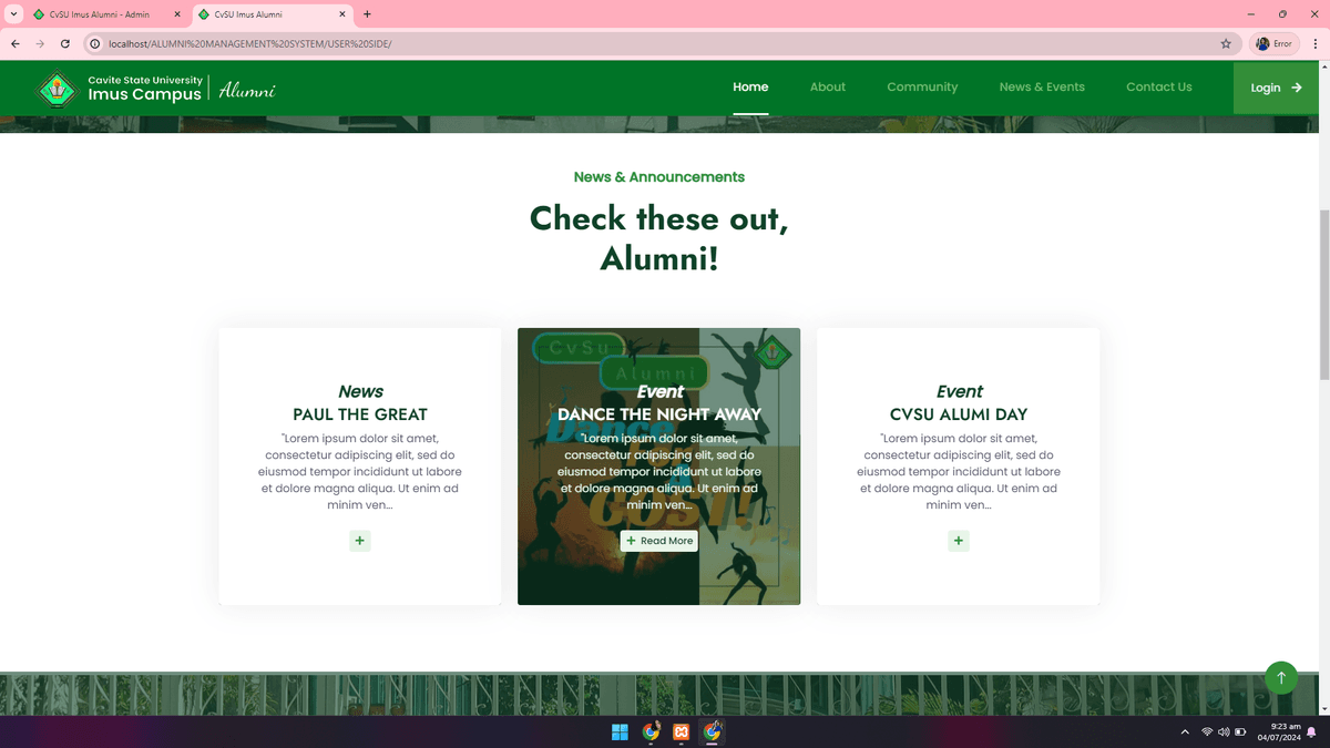 CvSU Imus Alumni Management System screenshot 2