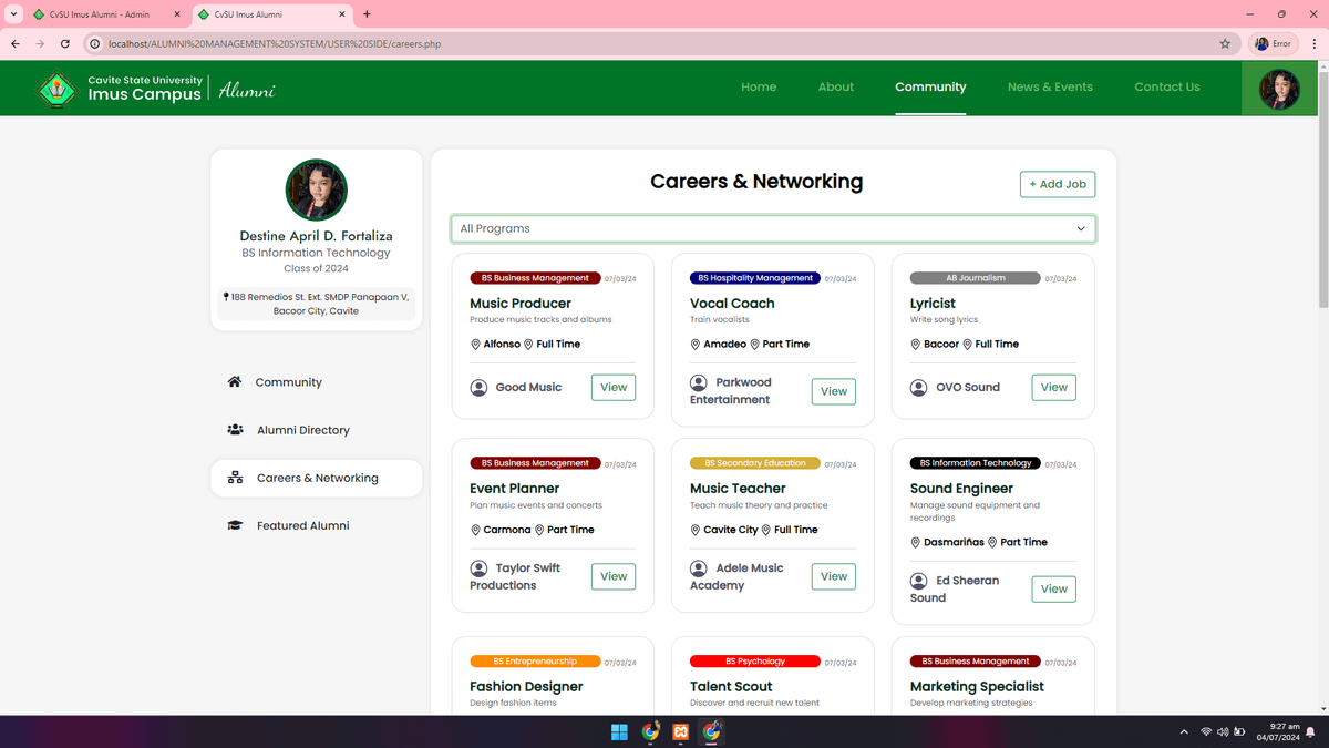 CvSU Imus Alumni Management System screenshot 16