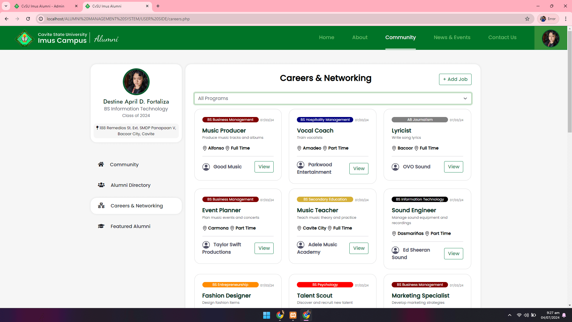 CvSU Imus Alumni Management System - image 16