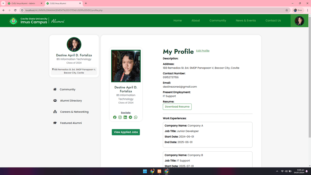 CvSU Imus Alumni Management System screenshot 21