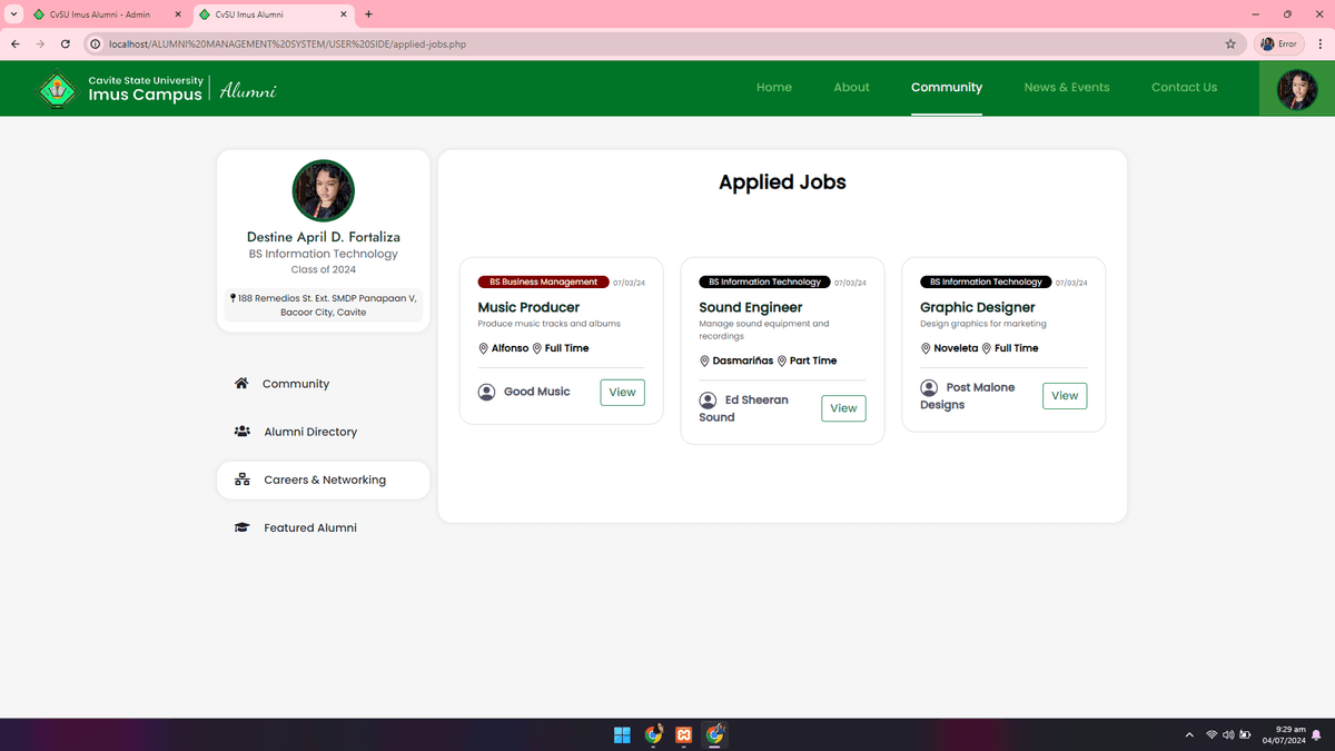 CvSU Imus Alumni Management System screenshot 22