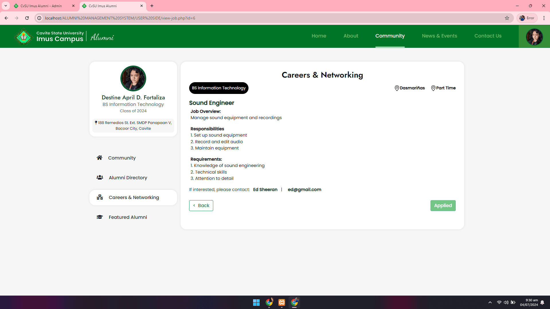 CvSU Imus Alumni Management System - image 23