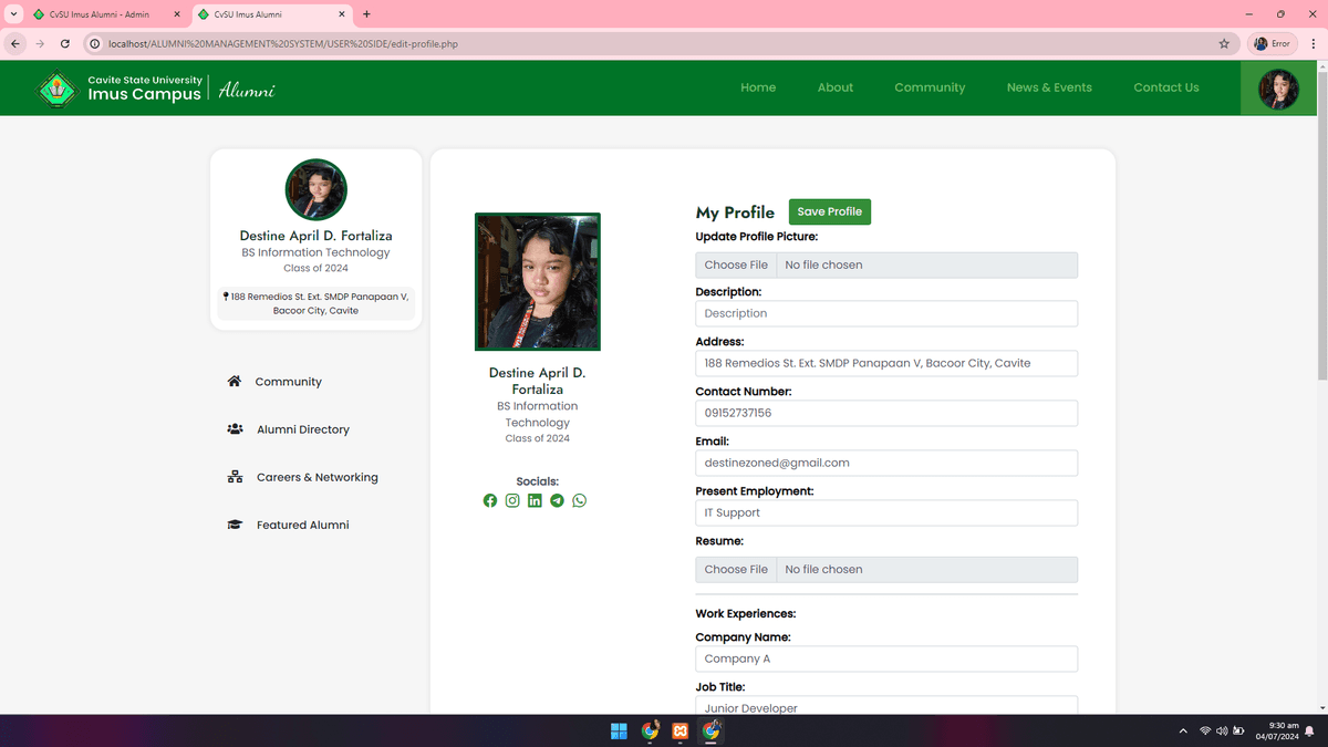 CvSU Imus Alumni Management System screenshot 24
