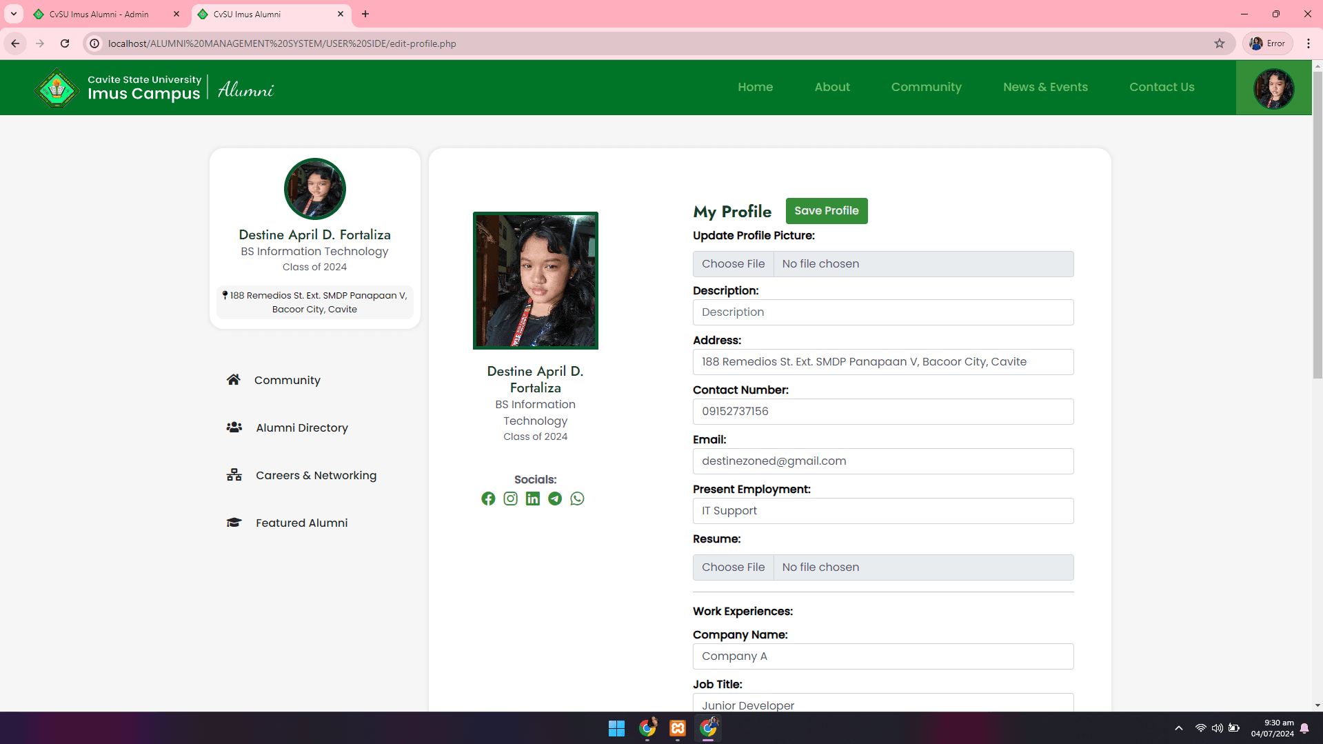 CvSU Imus Alumni Management System - image 24