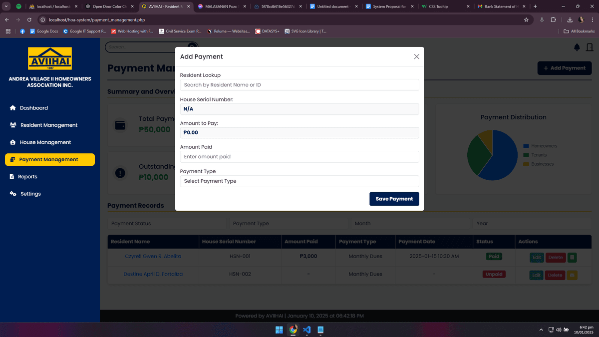 Andrea Village II HOA Management System screenshot 2