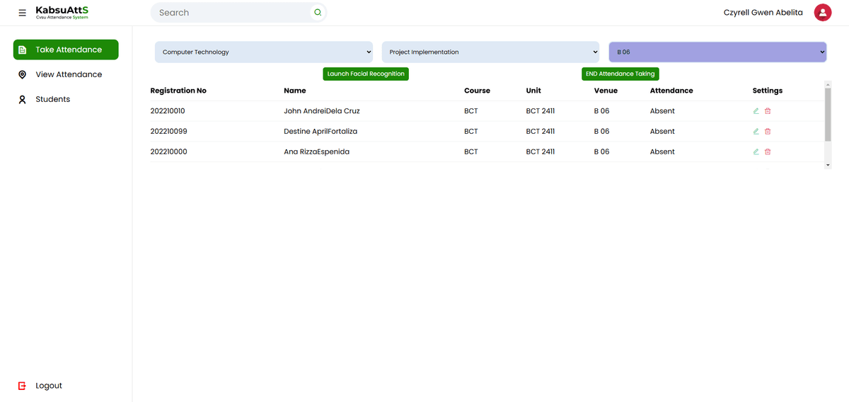 KabsuAtts – Face Recognition Attendance System screenshot 3