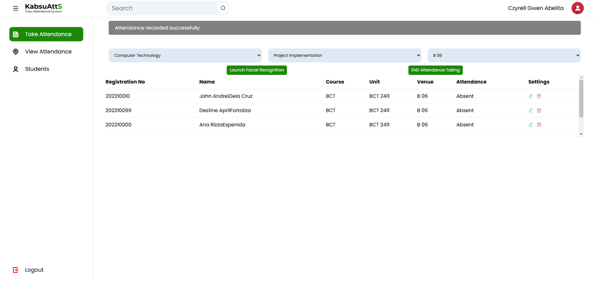 KabsuAtts – Face Recognition Attendance System screenshot 5