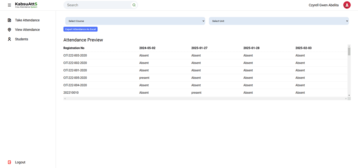 KabsuAtts – Face Recognition Attendance System screenshot 6