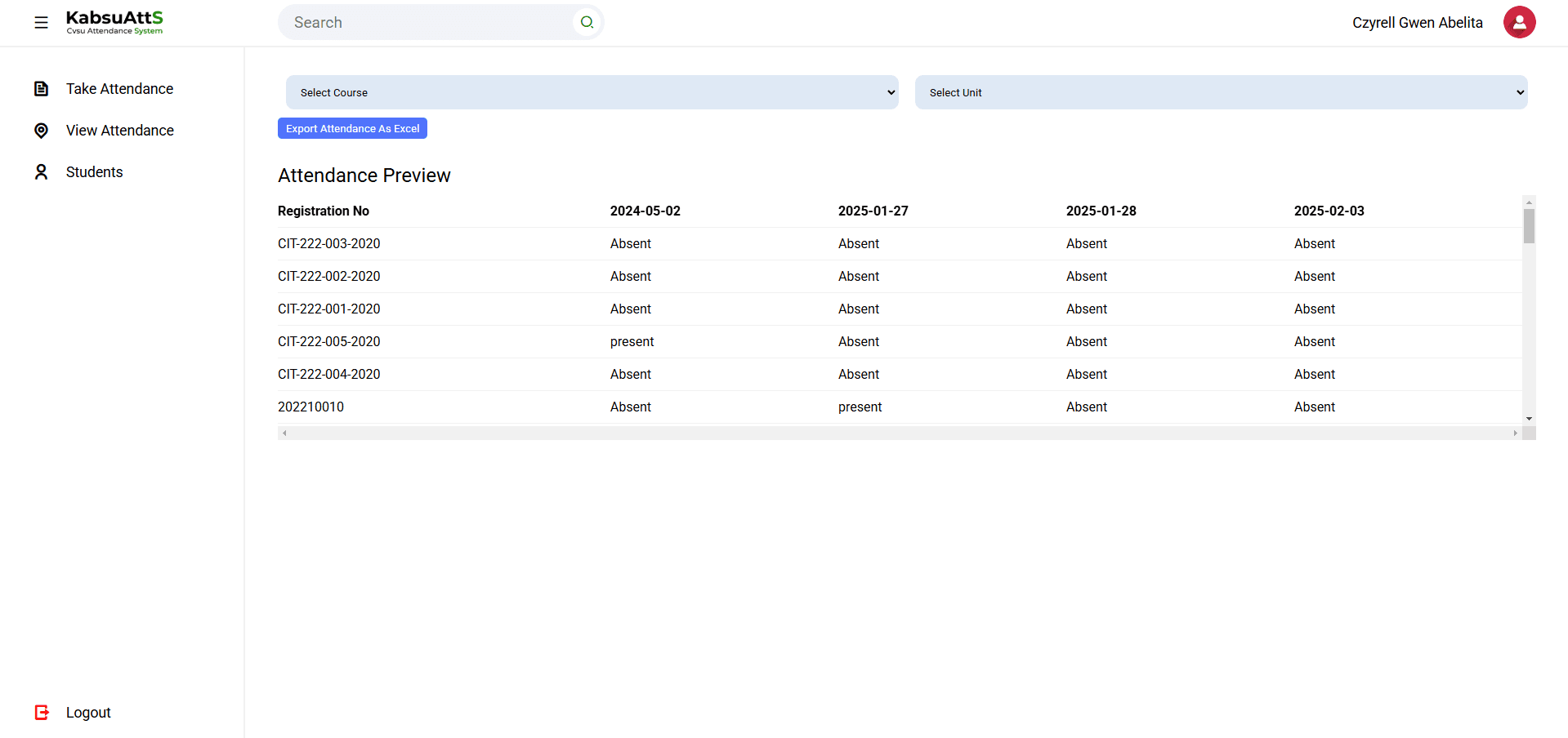 KabsuAtts – Face Recognition Attendance System - image 6